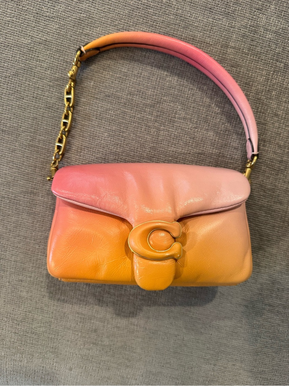 COACH Pillow 18 Tabby ombré Pink to Orange Leather Shoulder Bag